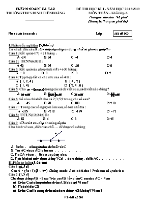 Đề thi học kỳ I môn Toán Lớp 6 - Mã đề 003 - Năm học 2018-2019 - Trường THCS Đinh Tiên Hoàng